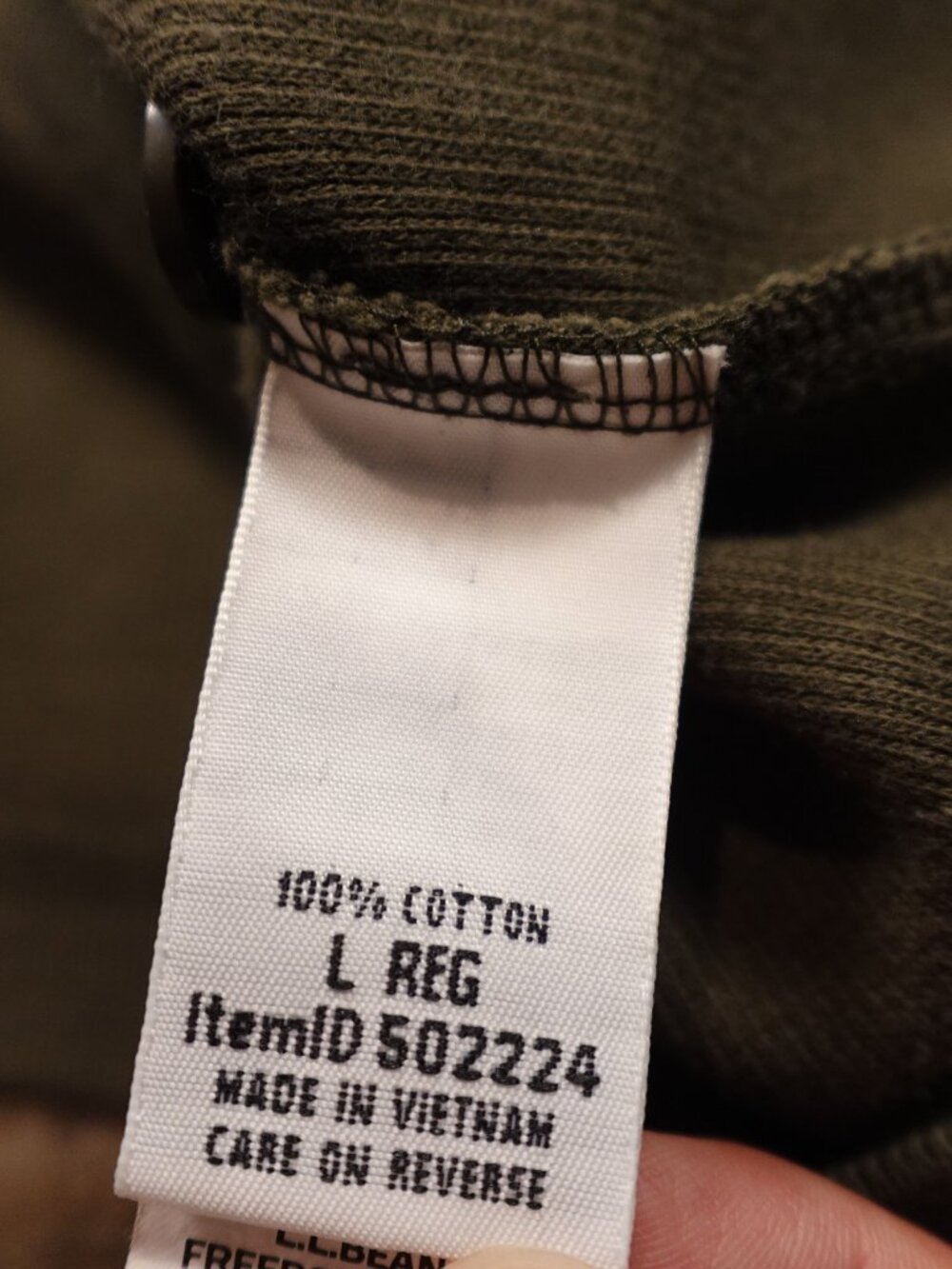 L.L.Bean Unshrinkable Mini-Waffle Henley Shirt‎ Men's Large Regular Olive Green - Picture 7 of 8